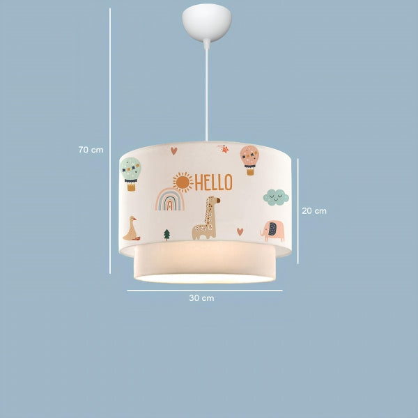 Home Hello Friends Kumaş Baskılı Çocuk Odası Sarkıt Lamba 