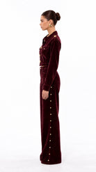 Cropped Velvet Jacket & Barrel-Leg Trousers Set