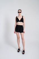 Beli Lastikli Mini Comfy Şort Siyah