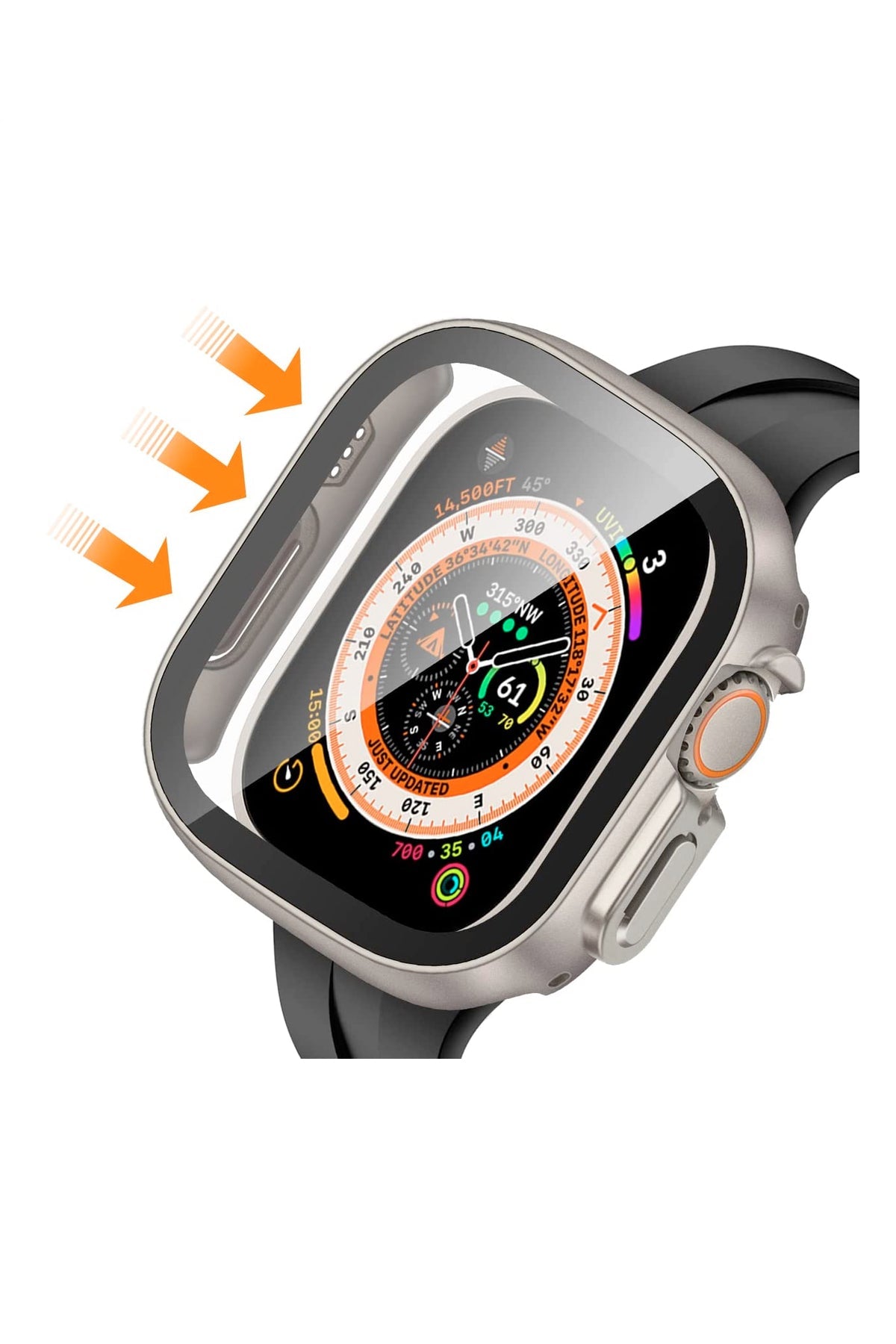 Apple Watch Ultra Uyumlu Ekran Koruyucu Kasa Starlight