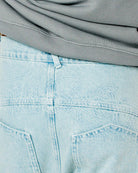 Unisex Relaxed Fit Fakemood Nakişli Premium Denim Pantolon - Açik Mavi