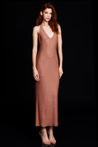 Esotte-Di̇xi̇e Taşlı Karamel Elbise-Elbise-1-Milagron.com