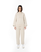 Kadin Oversize Fm Icon Nakişli Hoodie - Bej