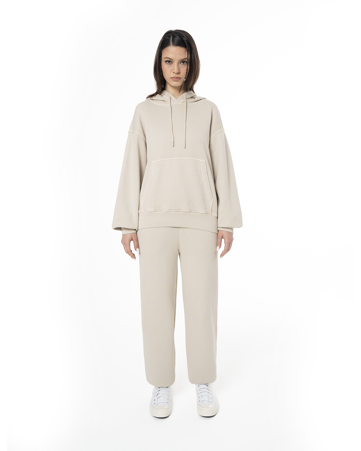 Kadin Relaxed Fit Fm Icon Nakişli Jogger - Bej
