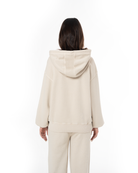 Kadin Oversize Fm Icon Nakişli Hoodie - Bej