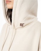 Kadin Oversize Fm Icon Nakişli Hoodie - Bej