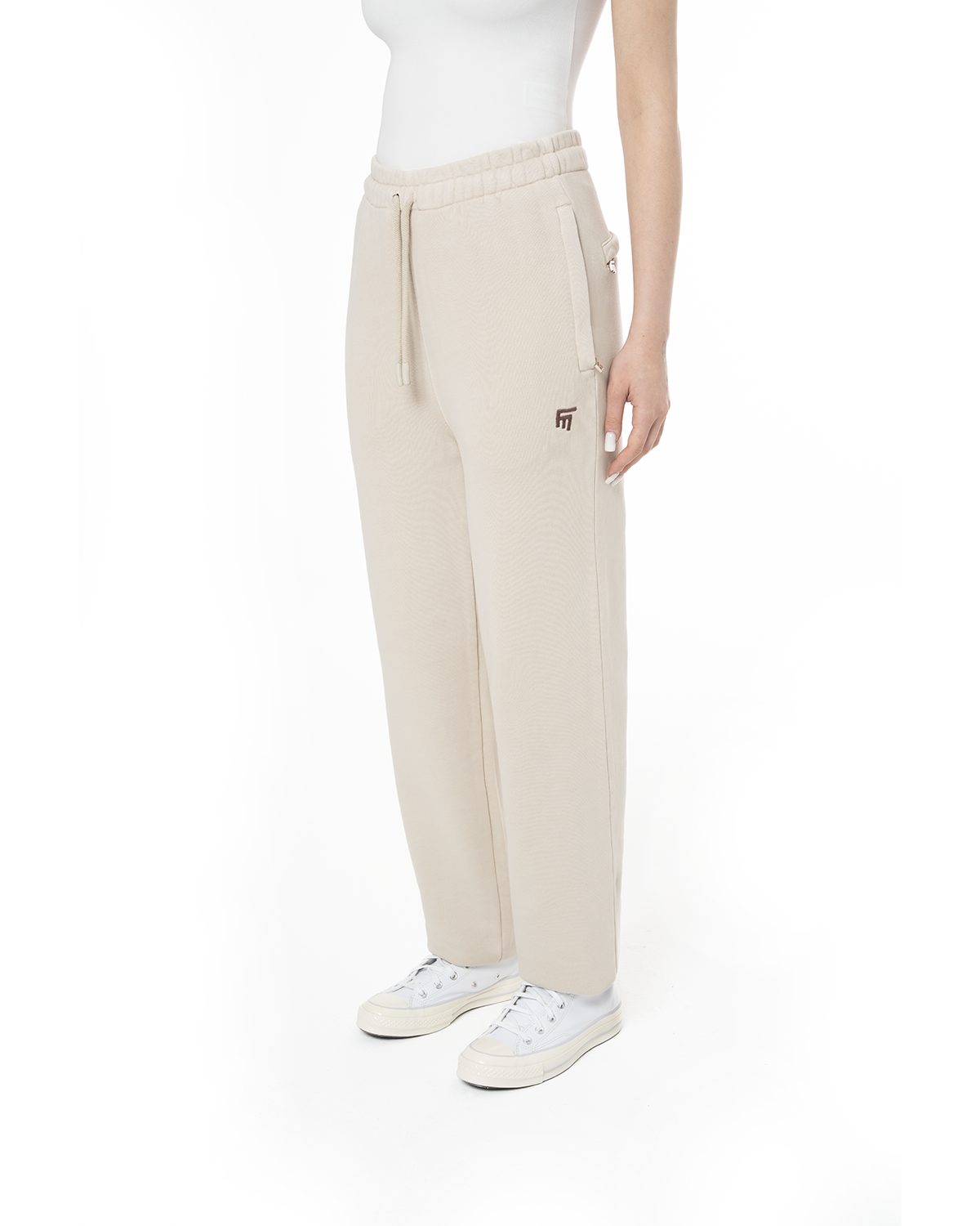 Kadin Relaxed Fit Fm Icon Nakişli Jogger - Bej