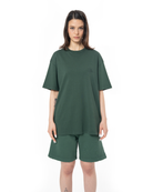 Kadin Oversize Fakemood Nakişli TiŞört - YeşiL