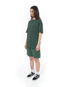 Kadin Oversize Fakemood Nakişli TiŞört - YeşiL