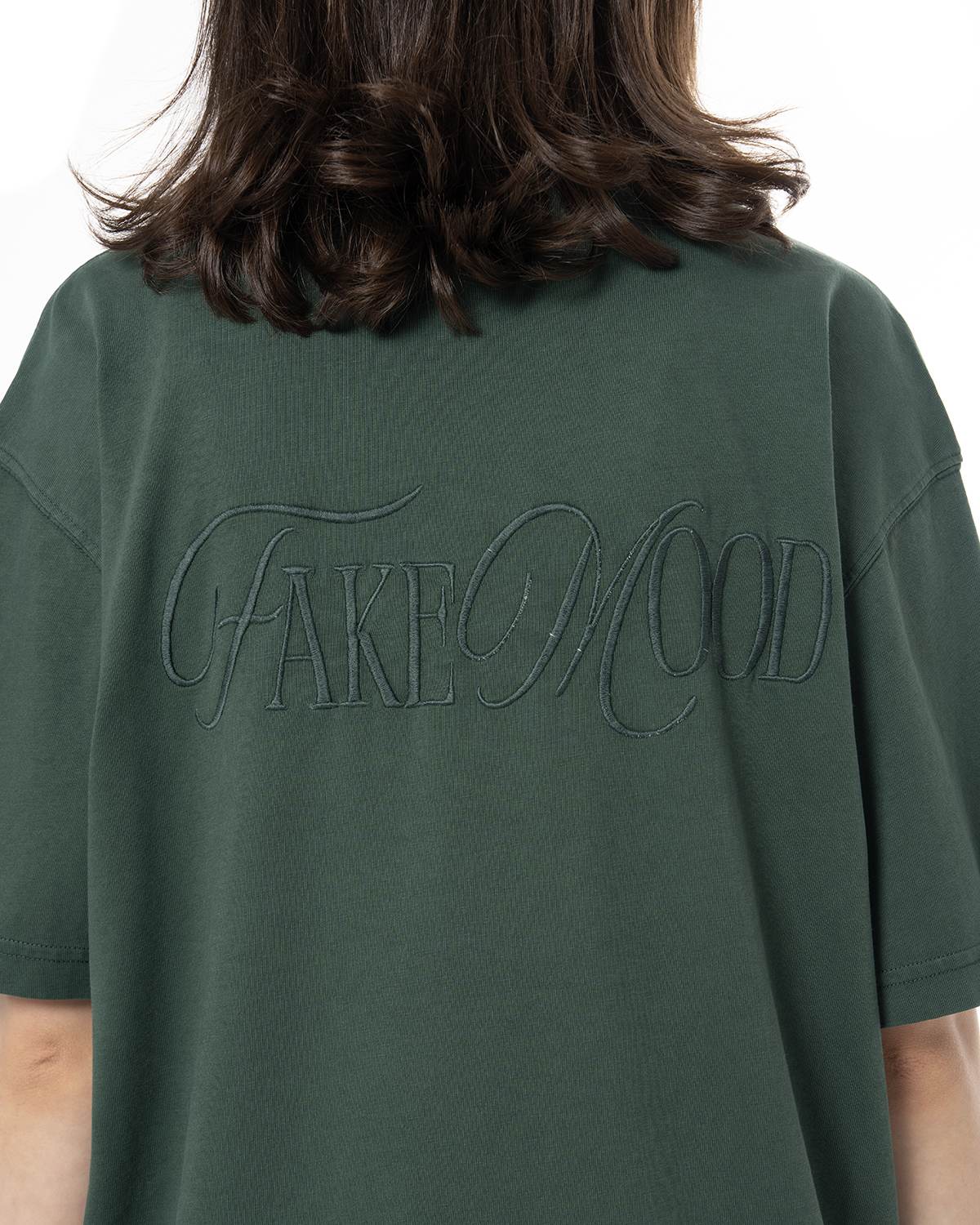 Kadin Oversize Fakemood Nakişli TiŞört - YeşiL