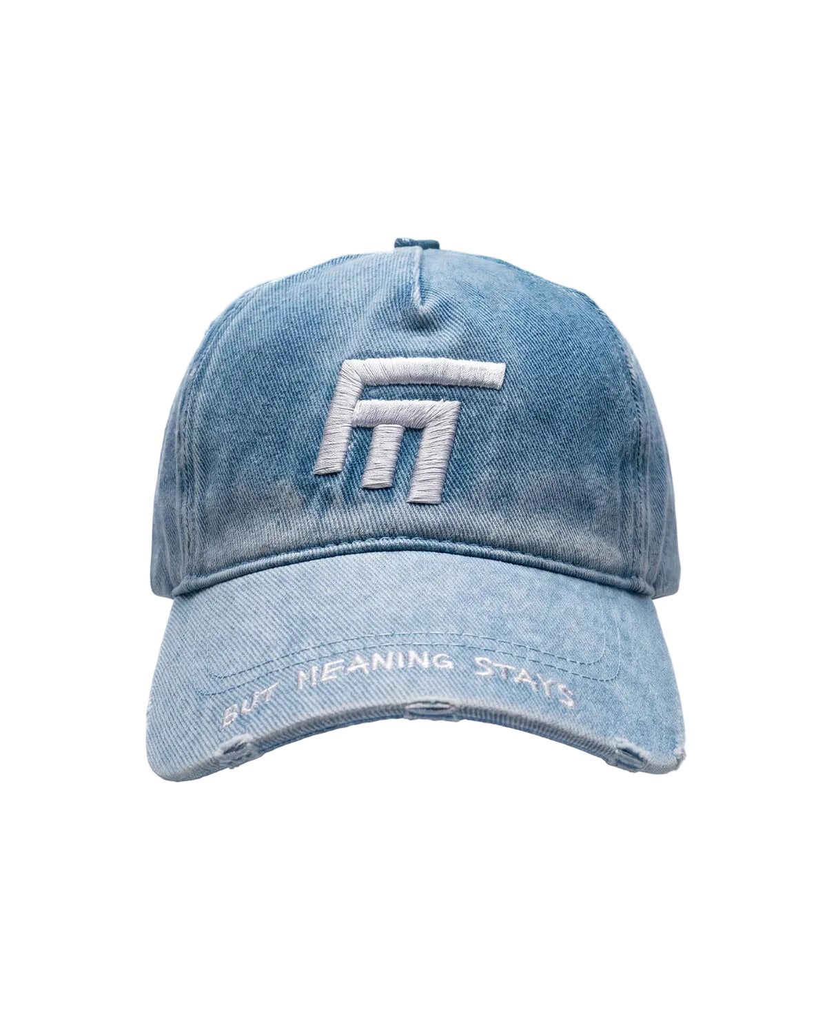 Unisex 3D Fm Icon Nakişli Yipratmali Denim Cap - Mavi