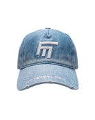 Unisex 3D Fm Icon Nakişli Yipratmali Denim Cap - Mavi