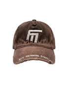 Unisex 3D Fm Icon Nakişli Yipratmali Denim Cap - Kahverengi