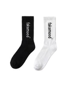 2'Li Takim Fakemood Logolu Uzun Havlu Çorap - SiYah / Beyaz