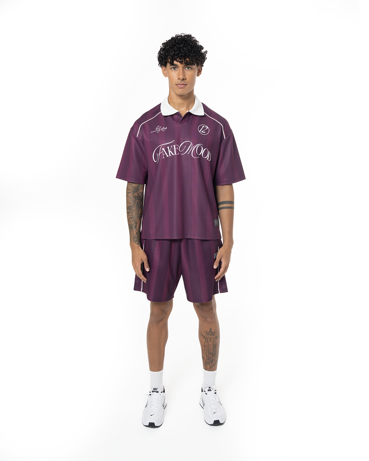 Erkek Oversize Jersey Kumaş Fm Icon Logo Detayli Şort - Mor