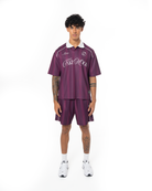 Erkek Oversize Jersey Kumaş Fm Icon Logo Detayli Şort - Mor