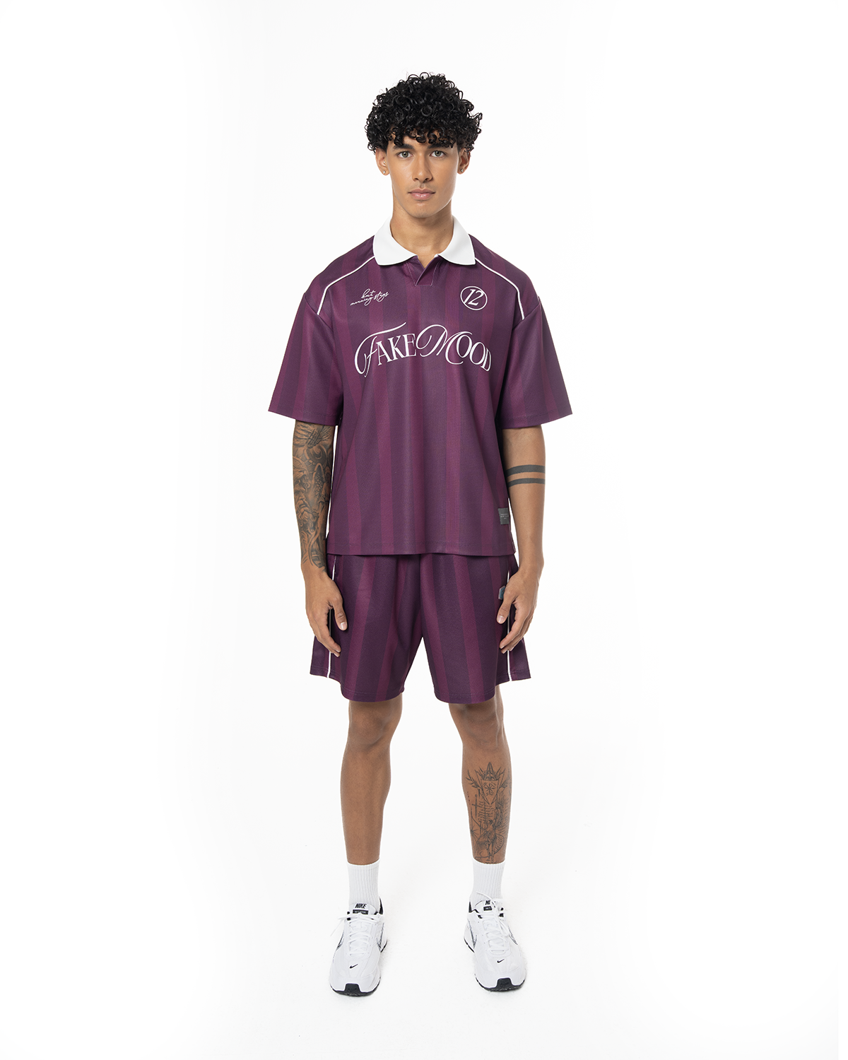 Erkek Oversize Polo Yaka Jersey Fakemood Forma - Mor