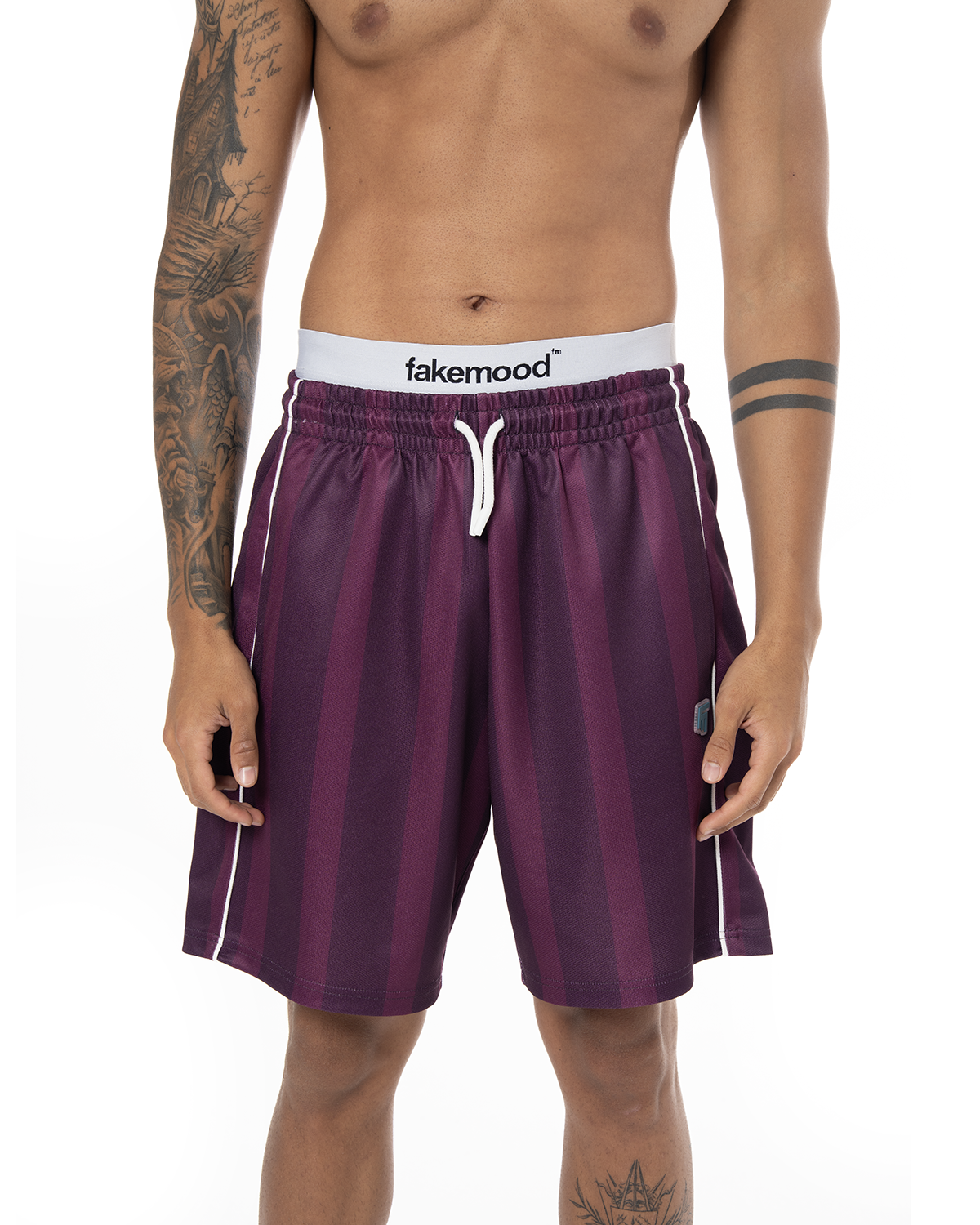 Erkek Oversize Jersey Kumaş Fm Icon Logo Detayli Şort - Mor