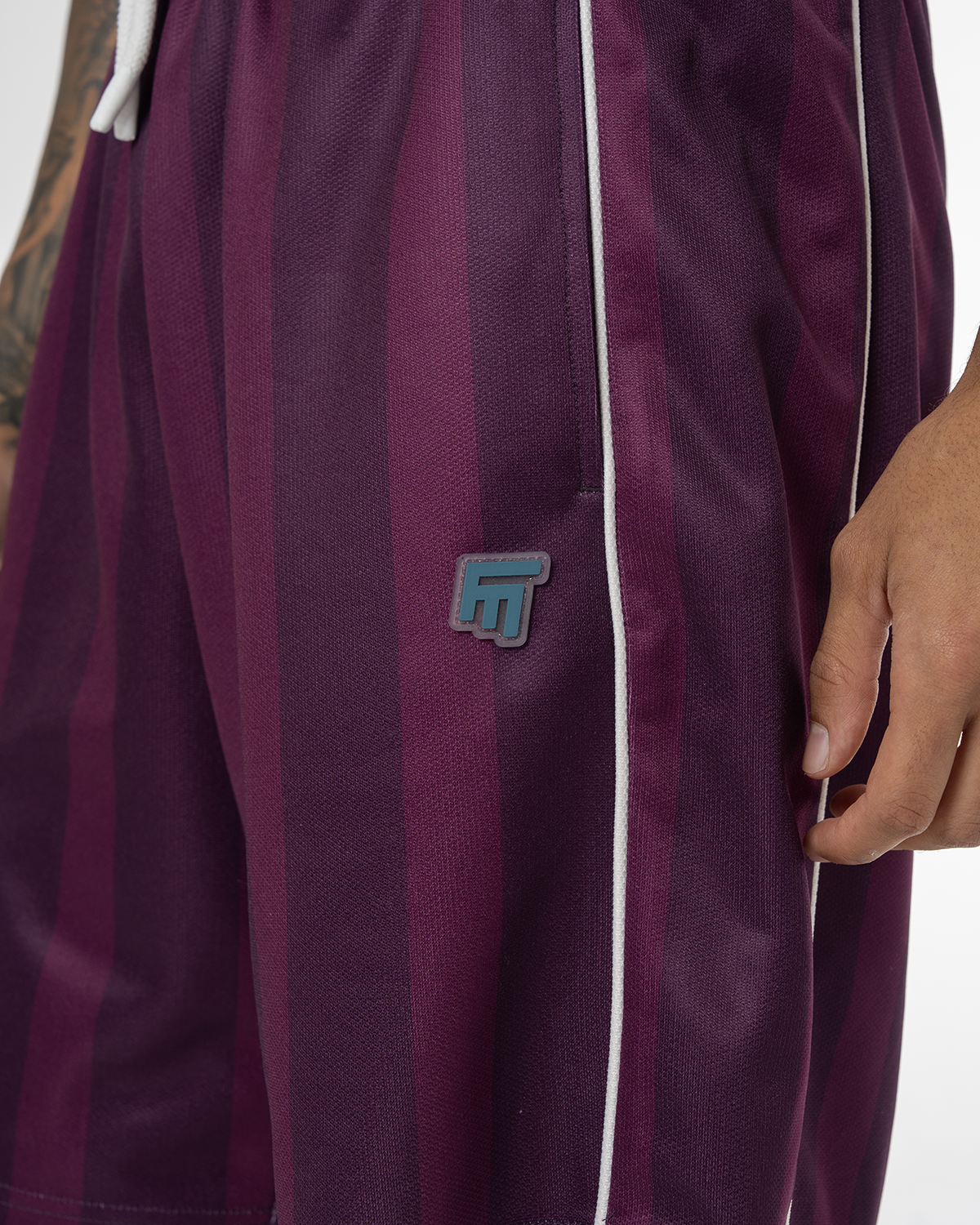 Erkek Oversize Jersey Kumaş Fm Icon Logo Detayli Şort - Mor