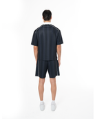 Erkek Oversize Jersey Kumaş Fm Icon Logo Detayli Şort - SiYah