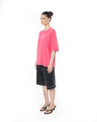 Kadin Oversize Fm Icon Yipratmali TiŞört - Pembe