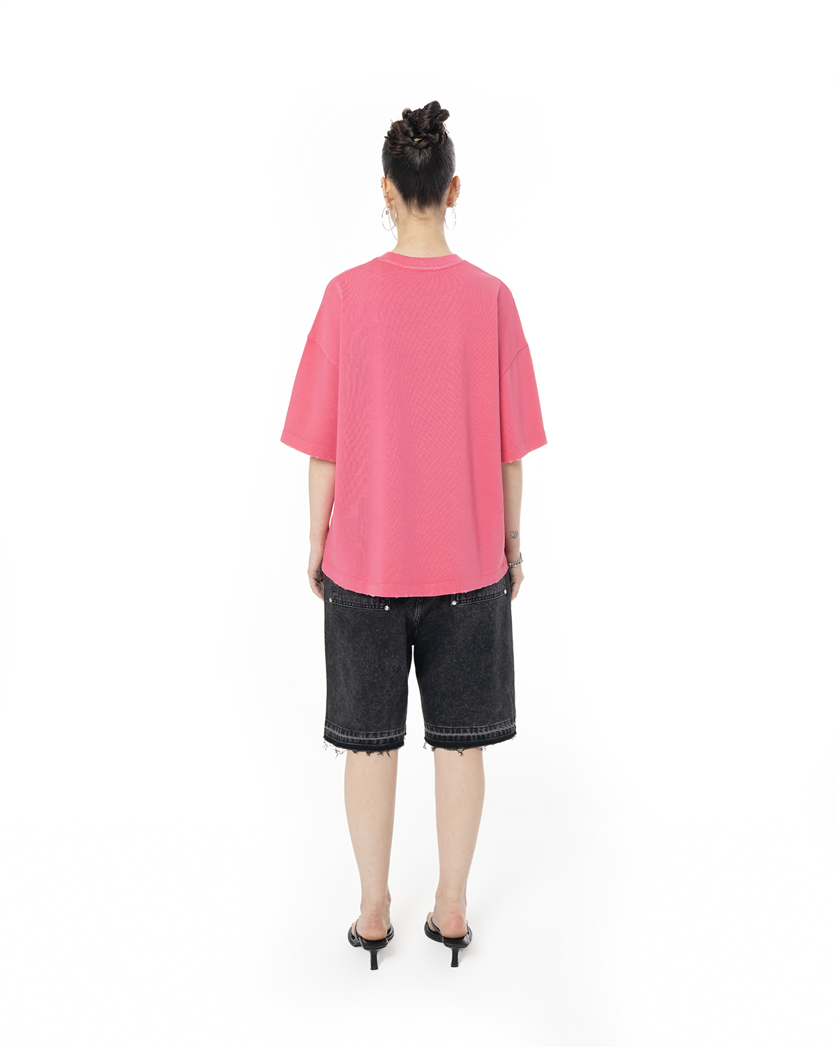 Kadin Oversize Fm Icon Yipratmali TiŞört - Pembe