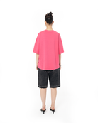 Kadin Oversize Fm Icon Yipratmali TiŞört - Pembe