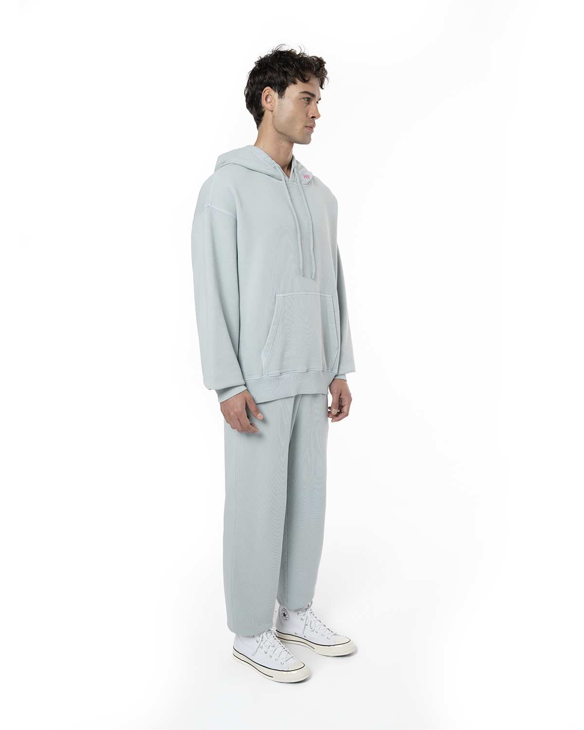Erkek Oversize Fm Icon Nakişli Hoodie - Mavi