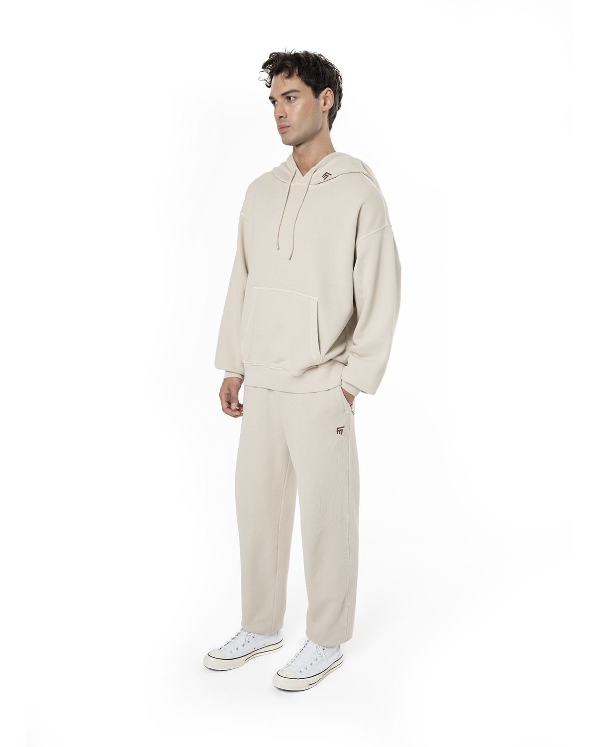 Erkek Relaxed Fit Fm Icon Nakişli Jogger - Bej
