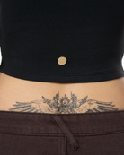 Kadin Fakemood Nakişli Crop Top - SiYah