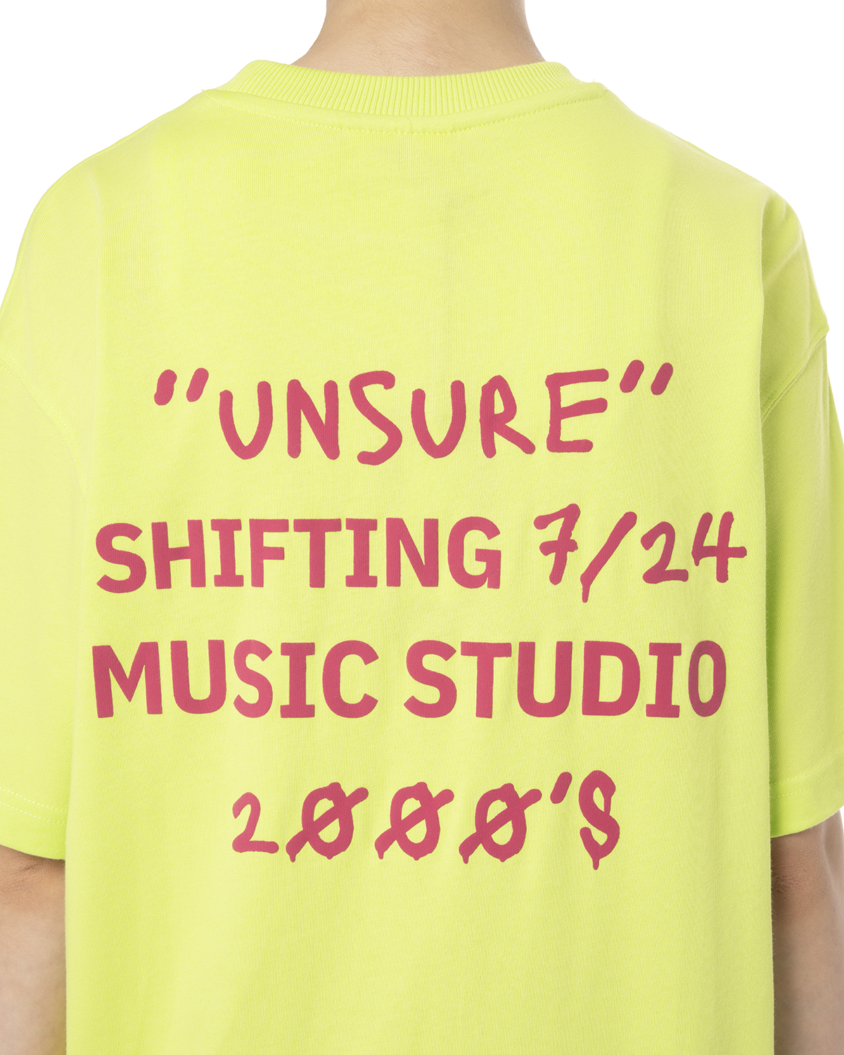 Erkek Oversize 2000'S Puff Baskili TiŞört - Neon YeşiL