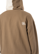 Erkek Oversize AsiMetriK KesiM Nakişli Zip Hoodie - Bej / Kahverengi