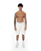 Unisex Relaxed Fit Basic Fakemood Baskili Şort - AntiK Beyaz