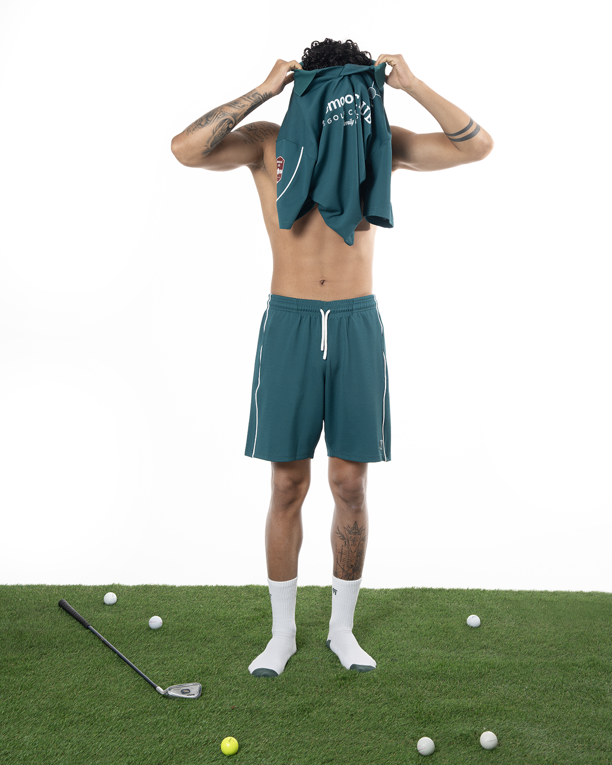Erkek Oversize Fakemood Jersey Polo Yaka Golf Forma - YeşiL