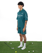 Erkek Oversize Fakemood Jersey Polo Yaka Golf Forma - YeşiL
