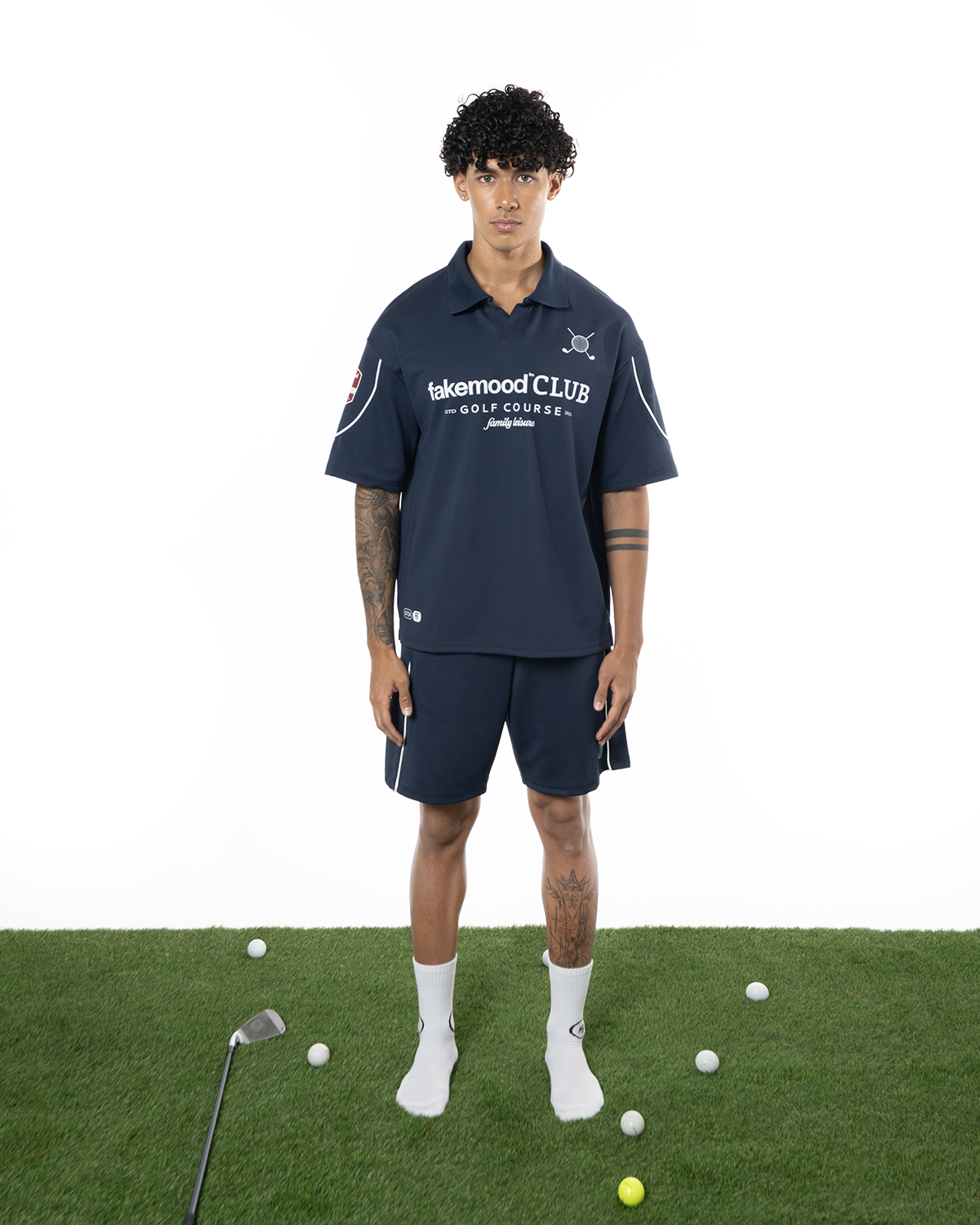 Kadin Oversize Fakemood Jersey Polo Yaka Golf Forma - LaciVert