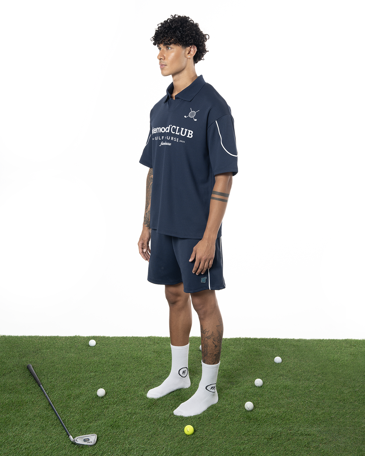 Kadin Oversize Fakemood Jersey Polo Yaka Golf Forma - LaciVert