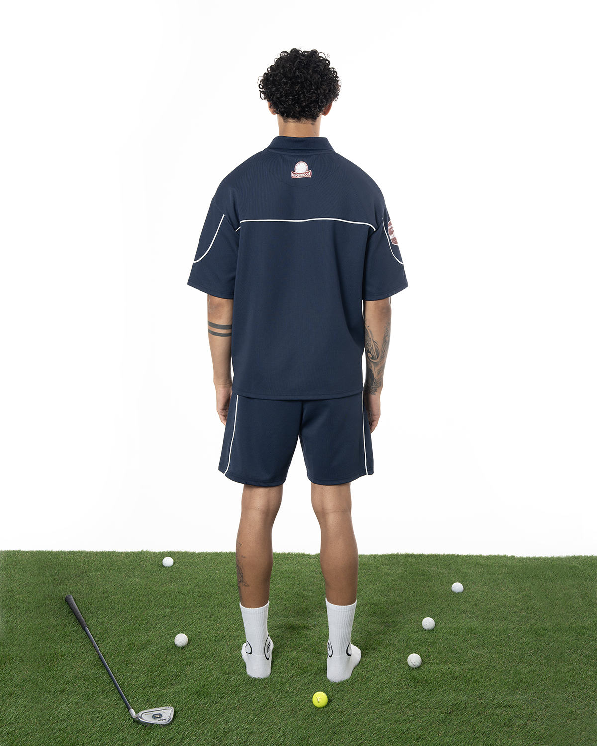 Kadin Oversize Fakemood Jersey Polo Yaka Golf Forma - LaciVert