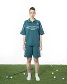 Kadin Oversize Fakemood Jersey Polo Yaka Golf Forma - YeşiL