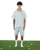 Erkek Oversize ÇiZgiLi Motto Etketli Golf Club Gömlek - YeşiL