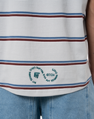 Unisex ÇiZgiLi Nakişli Golf Polo T-Shirt - Mavi / YeşiL
