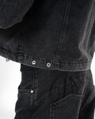 Unisex Relaxed Fit Fakemood Nakişli Premium Denim Pantolon - SiYah