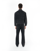 Unisex Relaxed Fit Fakemood Nakişli Premium Denim Pantolon - SiYah