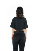 Kadin Oversize Fm Icon Yipratmali Crop TiŞört - SiYah