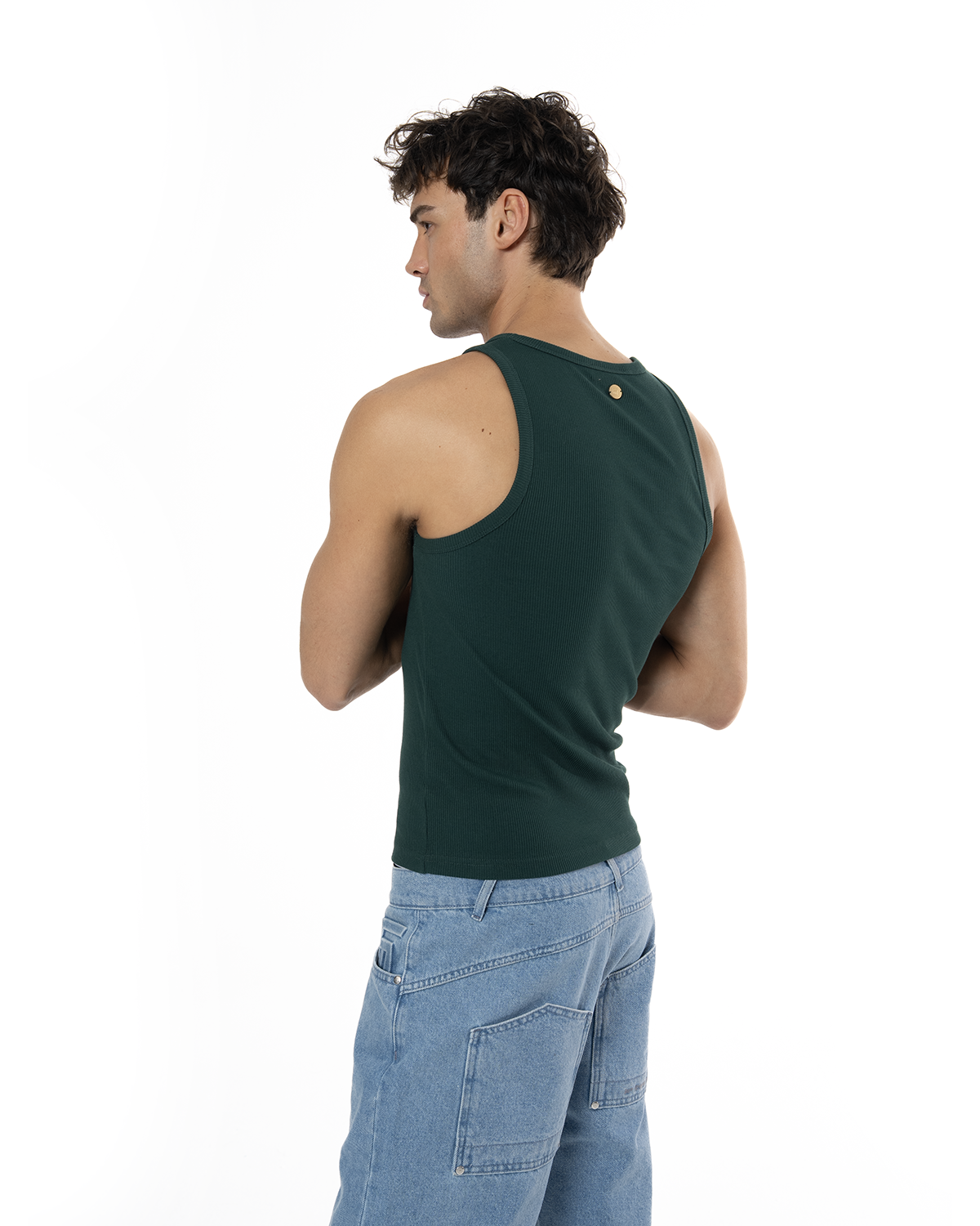 Erkek Fakemood Nakişli Top Tank - YeşiL