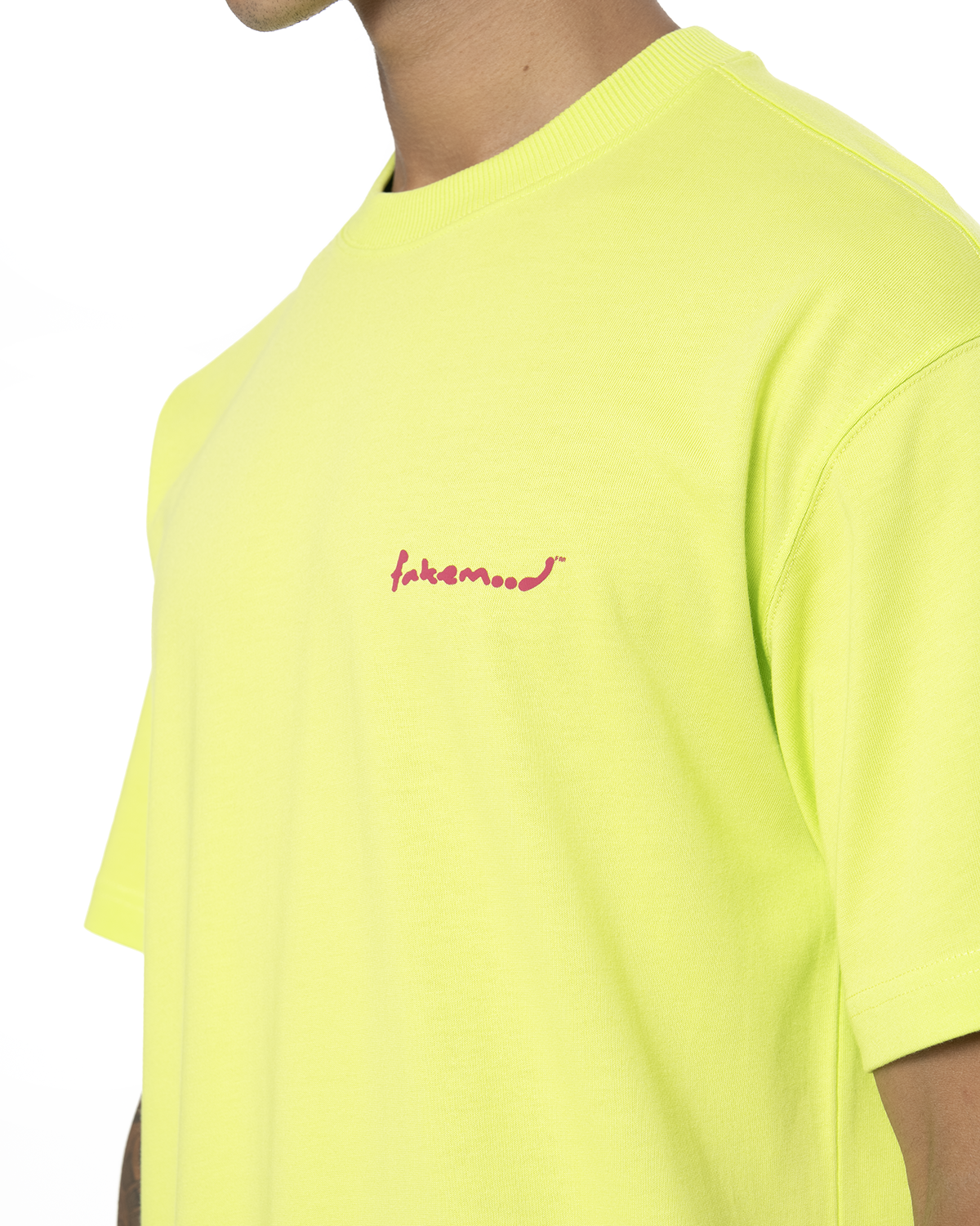 Erkek Oversize 2000'S Puff Baskili TiŞört - Neon YeşiL