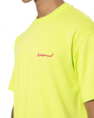 Erkek Oversize 2000'S Puff Baskili TiŞört - Neon YeşiL