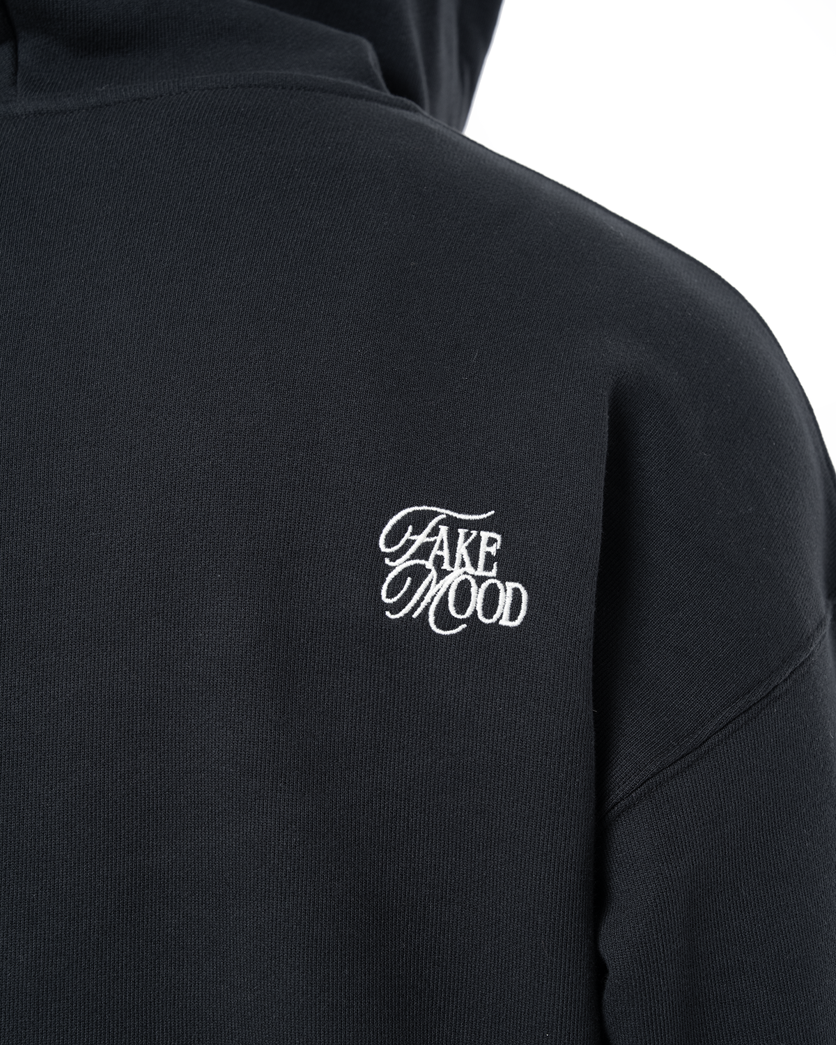 Erkek Oversize AsiMetriK KesiM Nakişli Zip Hoodie - SiYah
