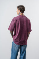 Erkek Archive Nakışlı Yıkamalı Oversize T-Shirt Vişne