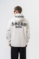 Erkek Astro Mode Baskılı Kapüşonlu Oversize Hoodie Ekru